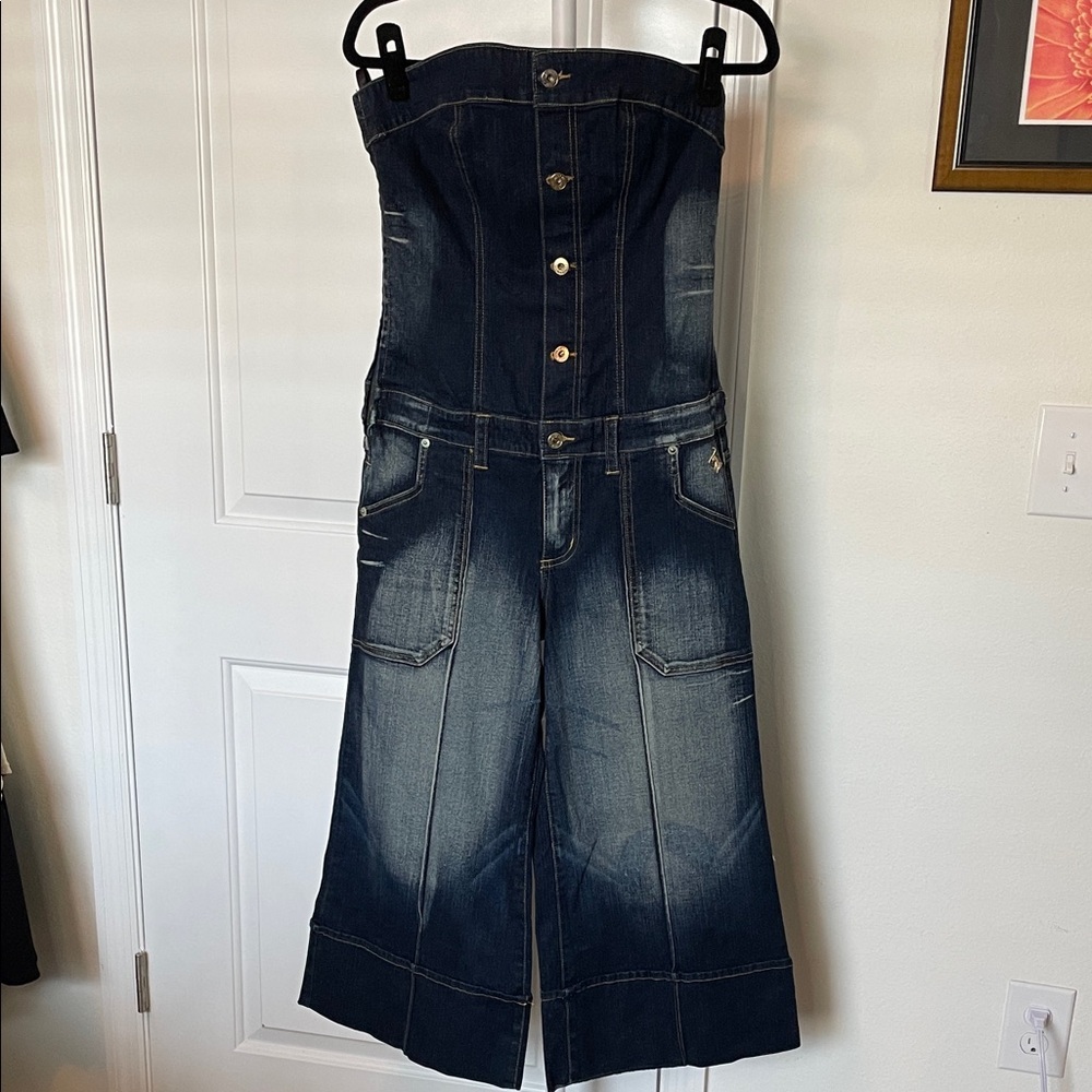 Y2K Baby Phat Dark Denim Strapless Jumpsuit